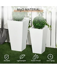 Outsunny 2-Pack MgO Flower Pots with Drainage Hole