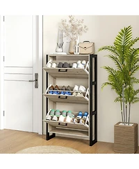 Homcom Shoe Cabinet with 3 Flip Drawer Cabinet,