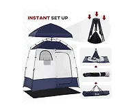 Outsunny Two Room Pop Up Shower Tent w/ Shower Bag, Floor & Carry Bag,