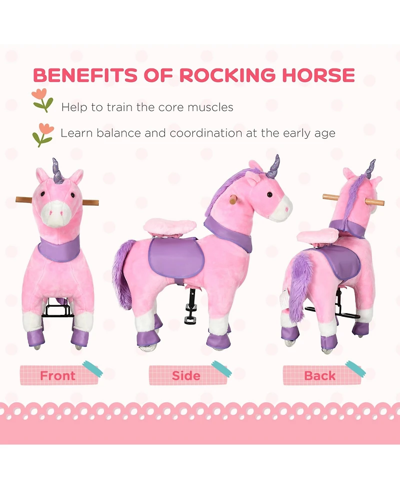 Qaba Kids Ride-on Walking Horse with Easy Rolling Wheels,