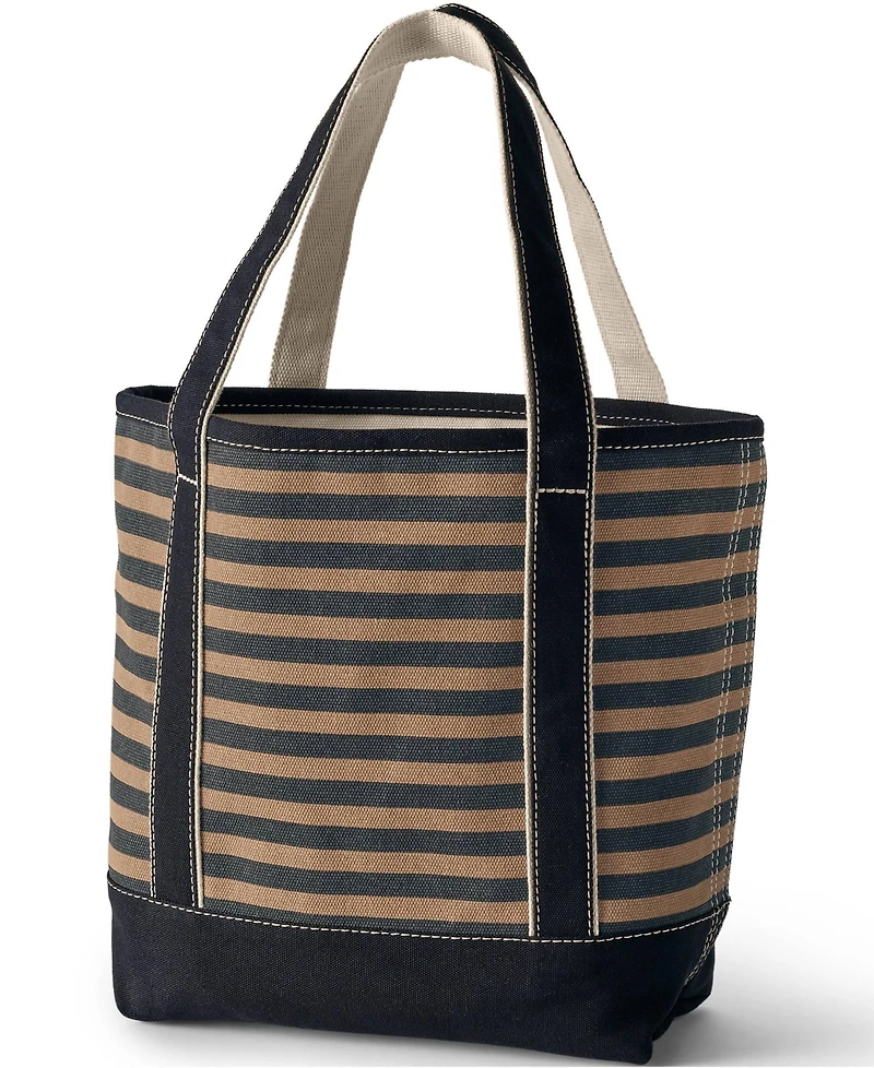 Lands' End Medium Print 5 Pocket Open Top Canvas Tote Bag