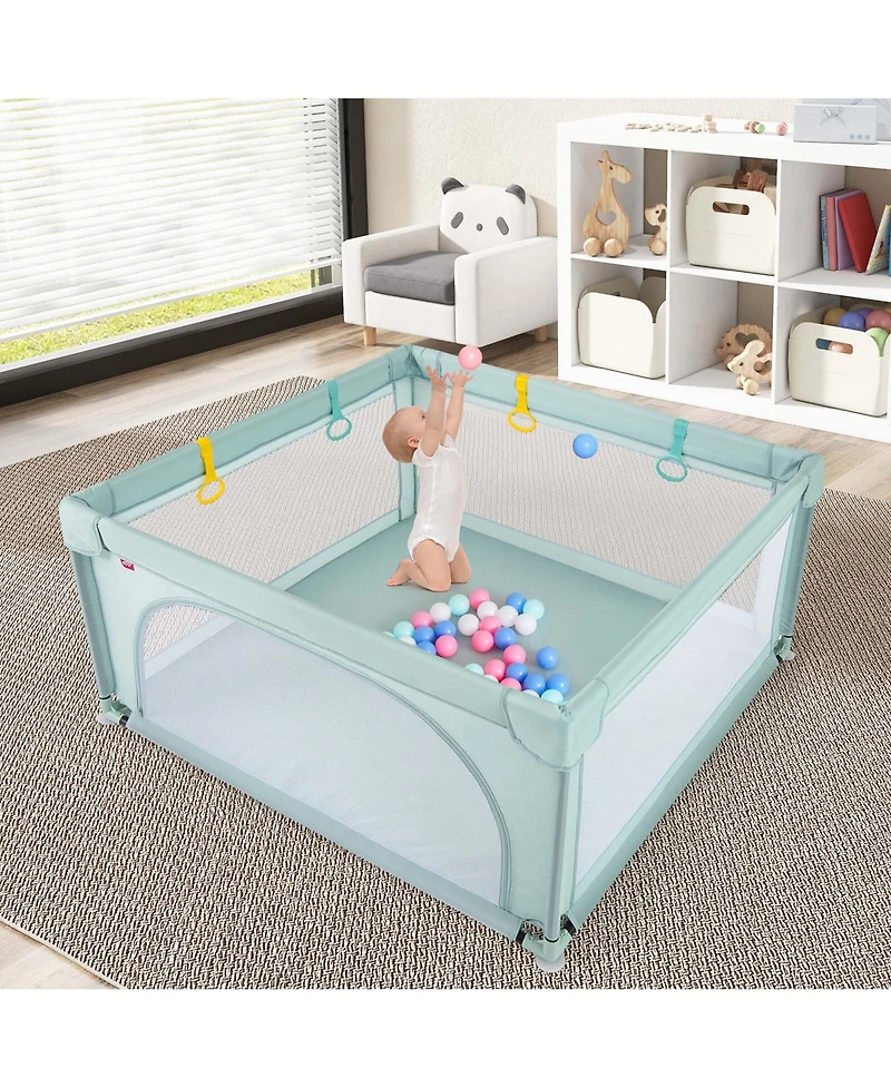 Costway Baby Playpen Infant Large Safety Play Center Yard with 50 Ocean Balls Light