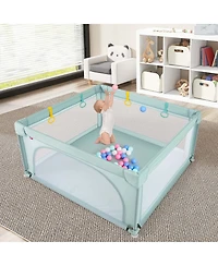 Costway Baby Playpen Infant Large Safety Play Center Yard with 50 Ocean Balls Light