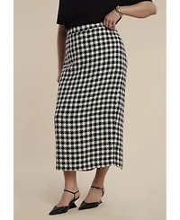 Eloquii Women's Houndstooth Column Maxi Skirt