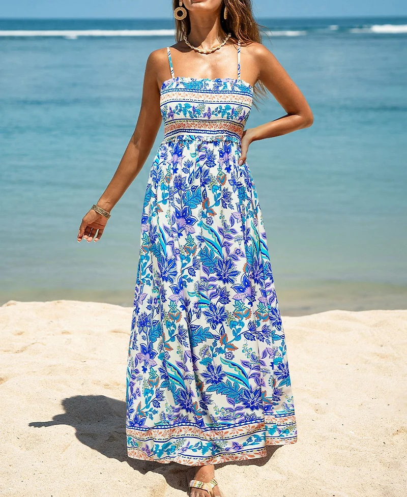 Cupshe Women's Papaya Punch Floral Maxi Beach Dress