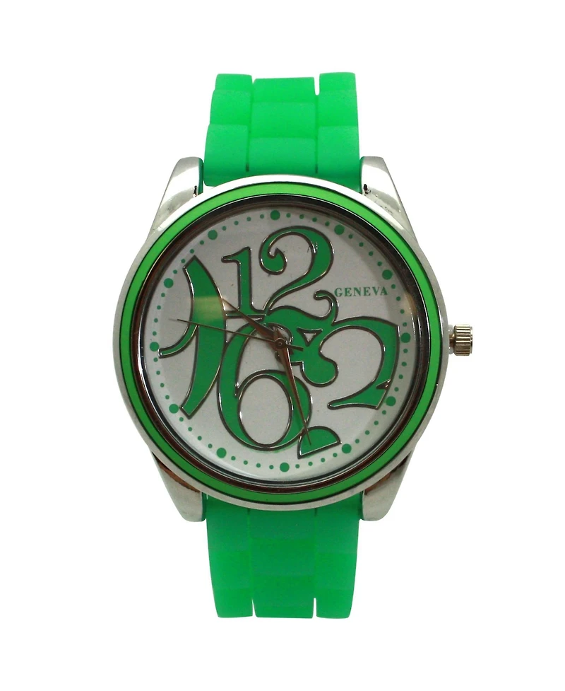 Olivia Pratt Lime Green Round Big Face with Colorful Numbers Women Watch