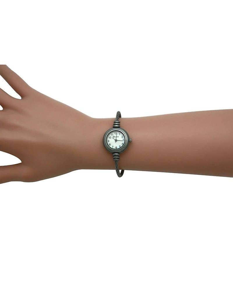 Olivia Pratt Pewter Thin Swirl Delicate Bangle Women Watch