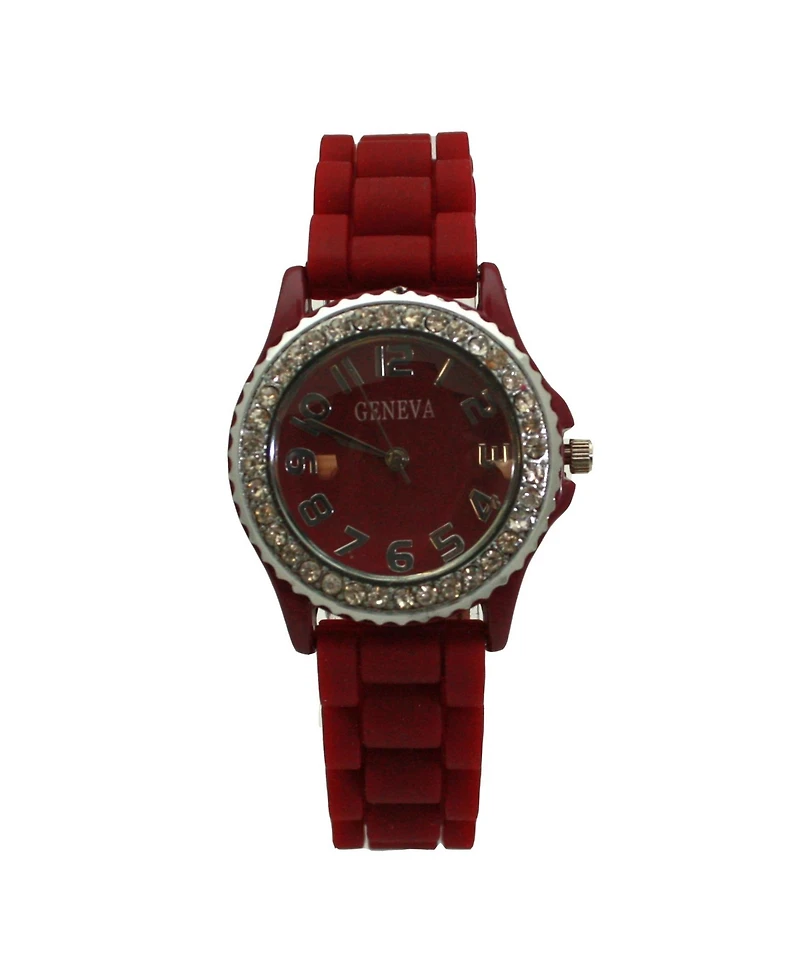 Olivia Pratt Every Day Thin Band Silicone and Rhinestones Colorful Women Watch