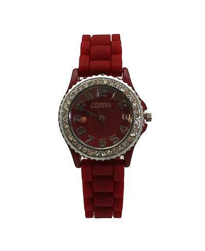 Olivia Pratt Every Day Thin Band Silicone and Rhinestones Colorful Women Watch
