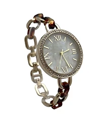 Olivia Pratt Brown Bracelet Style Metal and Tortoise Women Watch