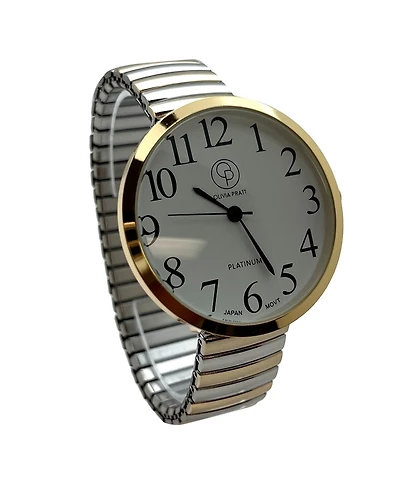 Olivia Pratt Two Tone Stretch Band Big Face Shiny Colors Women Watch