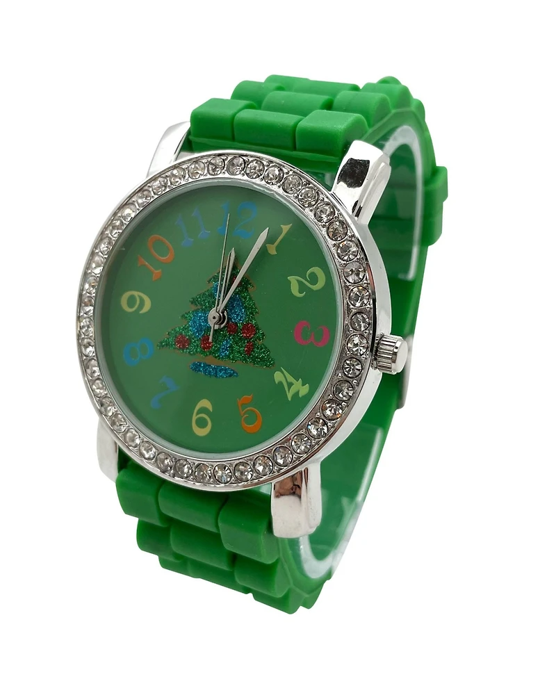 Olivia Pratt Green Merry Christmas Silicone Band Themed Women Watch