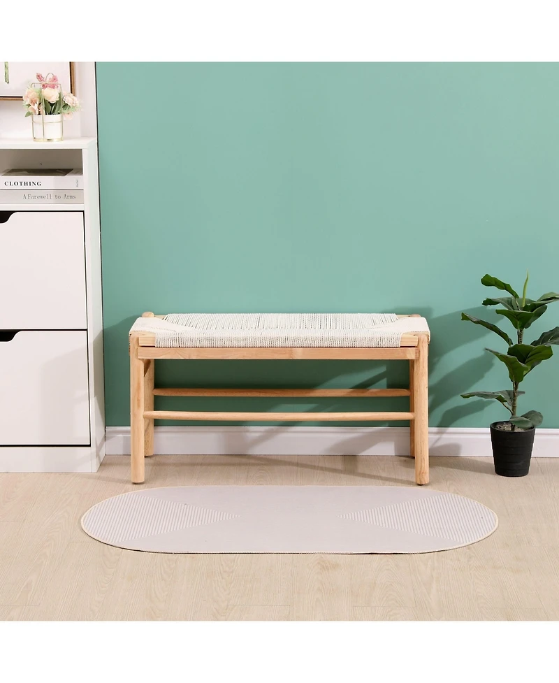Nordlys - Rope and Wood Storage Bench Exotic Boho Entry