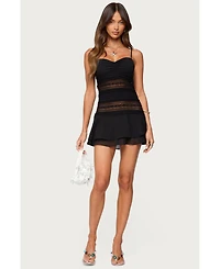 Edikted Women's Marcia Chiffon Lacey Mini Dress
