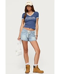 Edikted Women's Milla Low Rise Denim Shorts