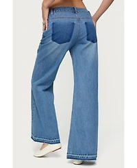 Edikted Womens Nerissa Low Rise Flared Jeans