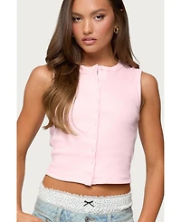 Edikted Women's Basel Button Up Tank Top