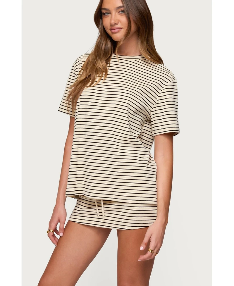 Edikted Women's Brena Striped Oversized T Shirt