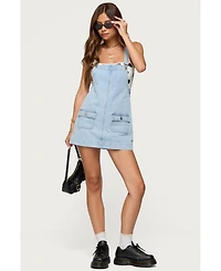 Edikted Women's Overall Denim Mini Dress