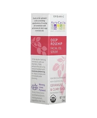 Aura Cacia Organic Deep Rosehip Facial Oil Serum Geranium & Clary Sage