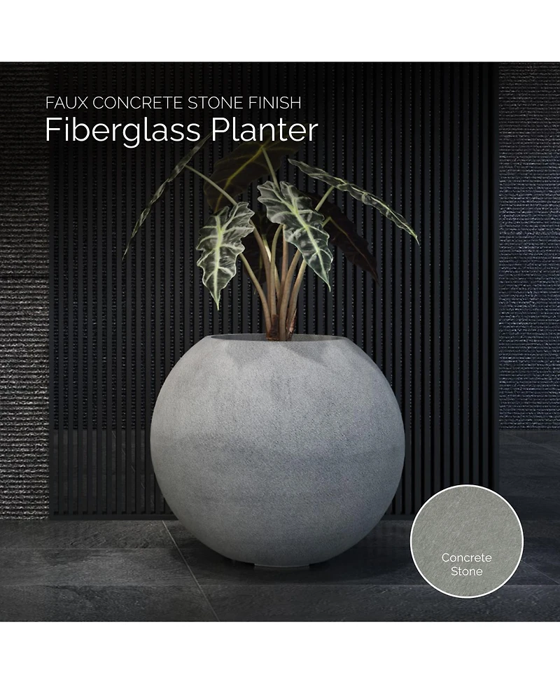 Cosapots Orbo Globe Sphere Planter – Sand Stone Finish Fiberglass Indoor/Outdoor and Weather-Resistant Round (23.6" D x 2