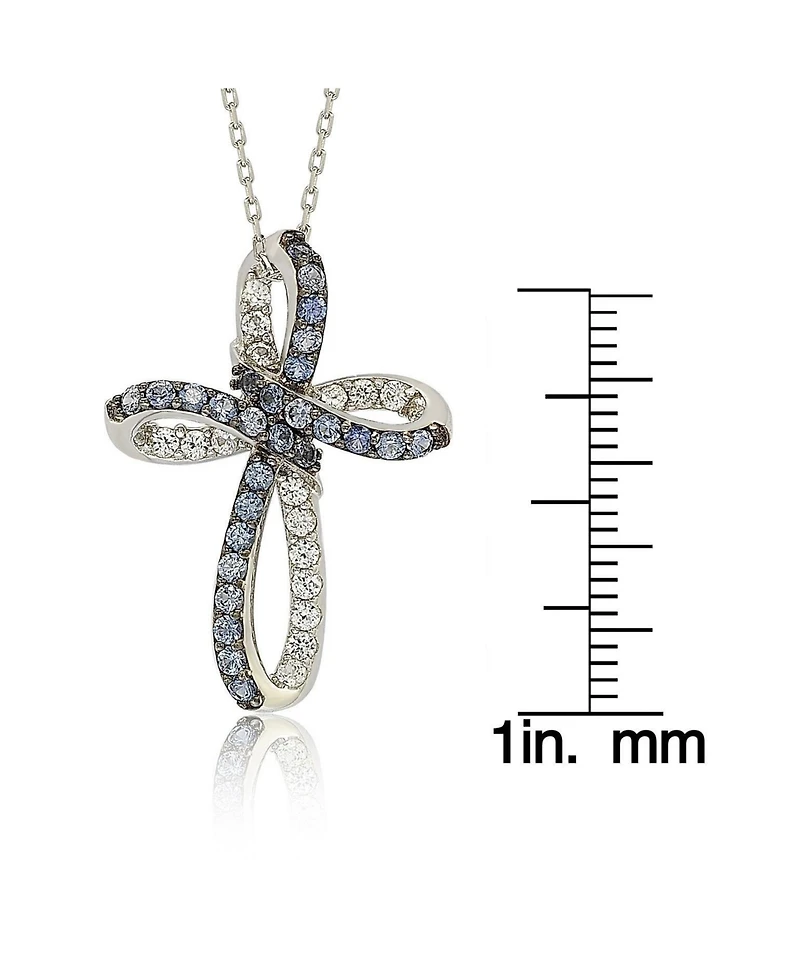 Suzy Levian Sterling Silver Sapphire & Created White Cross Pendant