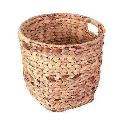 Wickerwise Large Round Water Hyacinth Wicker Basket with Handles