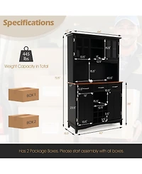 Gymax Buffet And Hutch Kitchen Storage Cabinet Cupboard w/ Wine Rack & Drawers Black