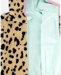 Deux par Big Girls Reversible Mid-Season Sherpa Jacket Leopard