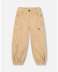 Deux par Girl Parachute Corduroy Pants with Cargo Pockets Light Pecan Brown - Toddler|Child