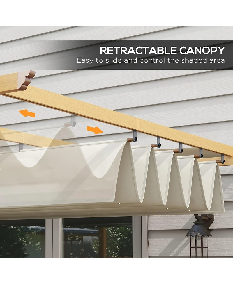 Outsunny 10'x12' Retractable Pergola with Wood Grain Aluminum Frame,
