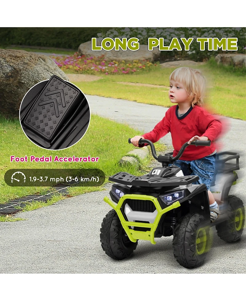 Qaba 12V Kids Atv, 4 Wheeler with Spring Suspension, Storage,