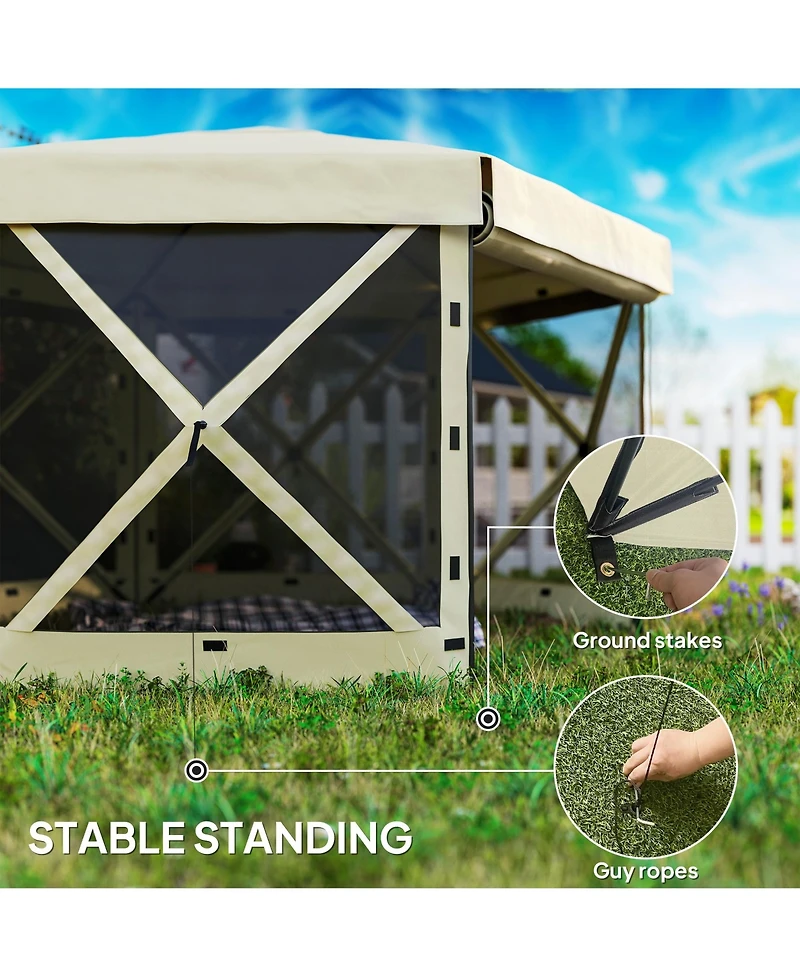 Outsunny 12' x 12' Hexagonal Pop Up Gazebo, Outdoor Canopy Tent,