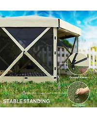 Outsunny 12' x 12' Hexagonal Pop Up Gazebo, Outdoor Canopy Tent,