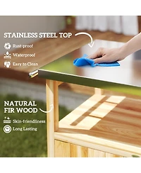 Outsunny Grill Cart, Kitchen Island with Stainless Steel Top, Dark
