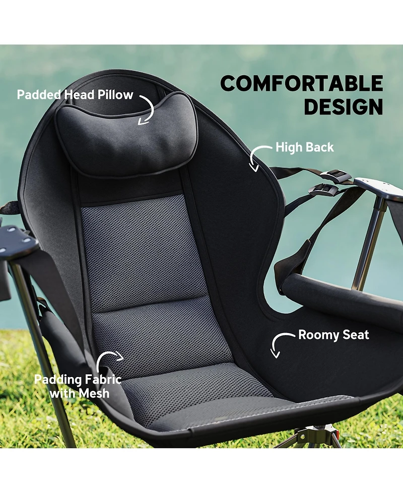 Outsunny Hammock Camping Chair Set of 2 with Adjustable Back,
