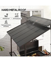 Outsunny 8 x 5ft Hardtop Grill Gazebo with 2 Side Shelves and 10 Hooks