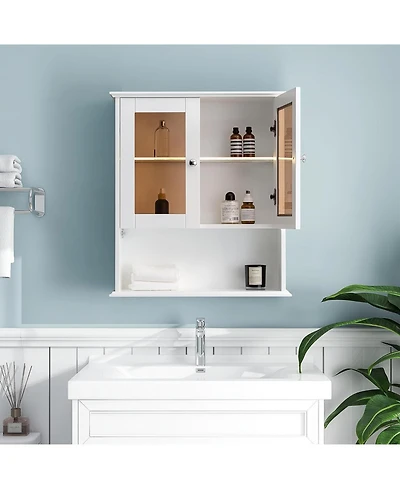 Vanirror Wall Mounted Medicine Cabinet with Glass Doors - Over Bathroom Storage for Bathroom, Bedroom, Living Room - Fully Assembled