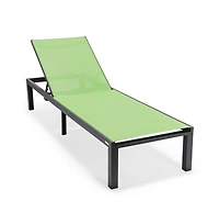 LeisureMod Marlin Patio Chaise Lounge Chair With Black Aluminum Frame