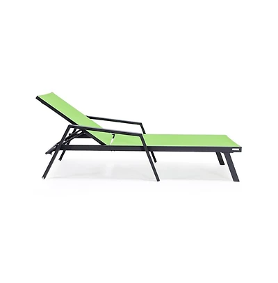LeisureMod Lounge Chair With Armrests in Black Aluminum Frame