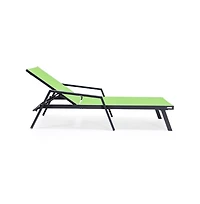 LeisureMod Lounge Chair With Armrests in Black Aluminum Frame