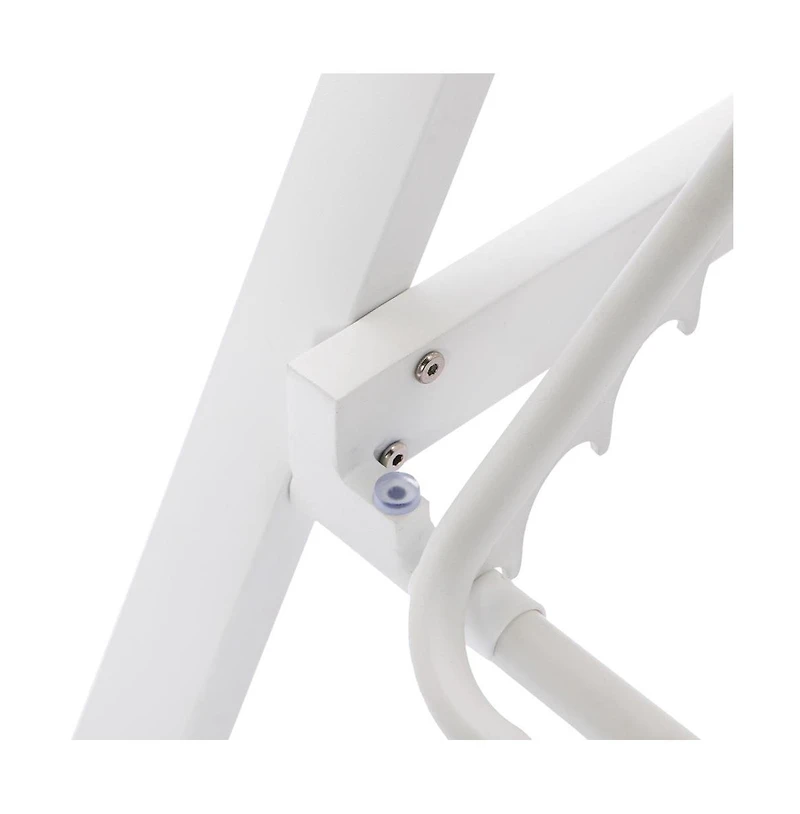 LeisureMod Lounge Chair With Armrests in White Aluminum Frame, Set of 2