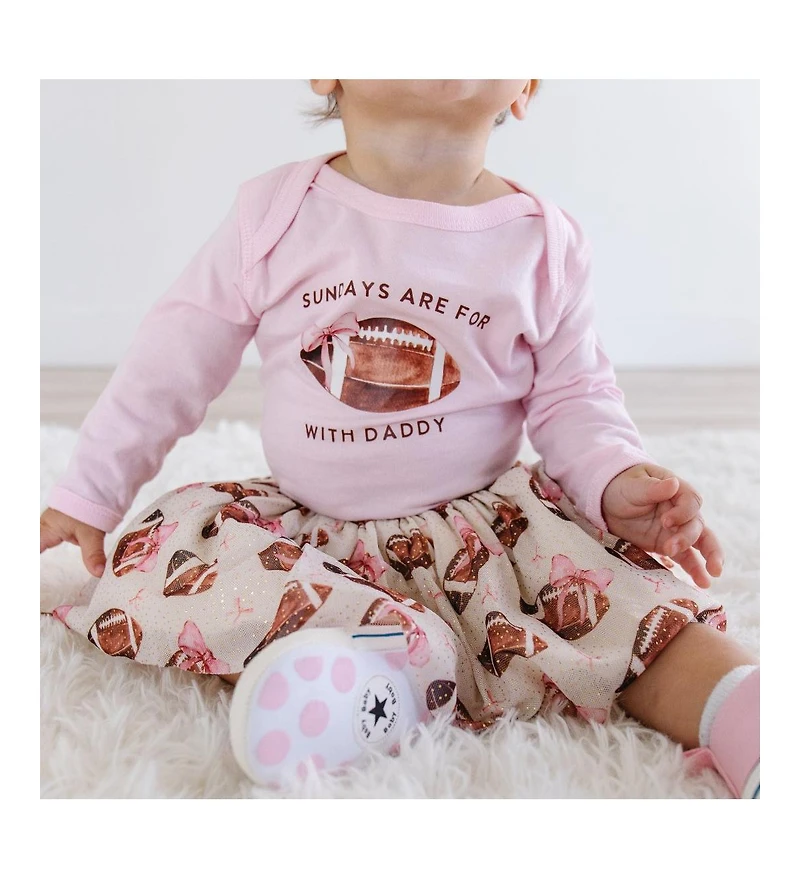 Sweet Wink Baby Girls Football With Daddy Long Sleeve Bodysuit
