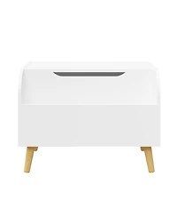 Cesicia Kids Toy Storage Organizer with Front Bookshelf, Flip-Top Lid, Safety Hinge, Boys Girls Toy Chest Bench for Playroom Kids Room Organization