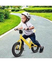 12 Inch Toddler Balance Bike with Height Adjustable Handlebar and Seat - Yellow