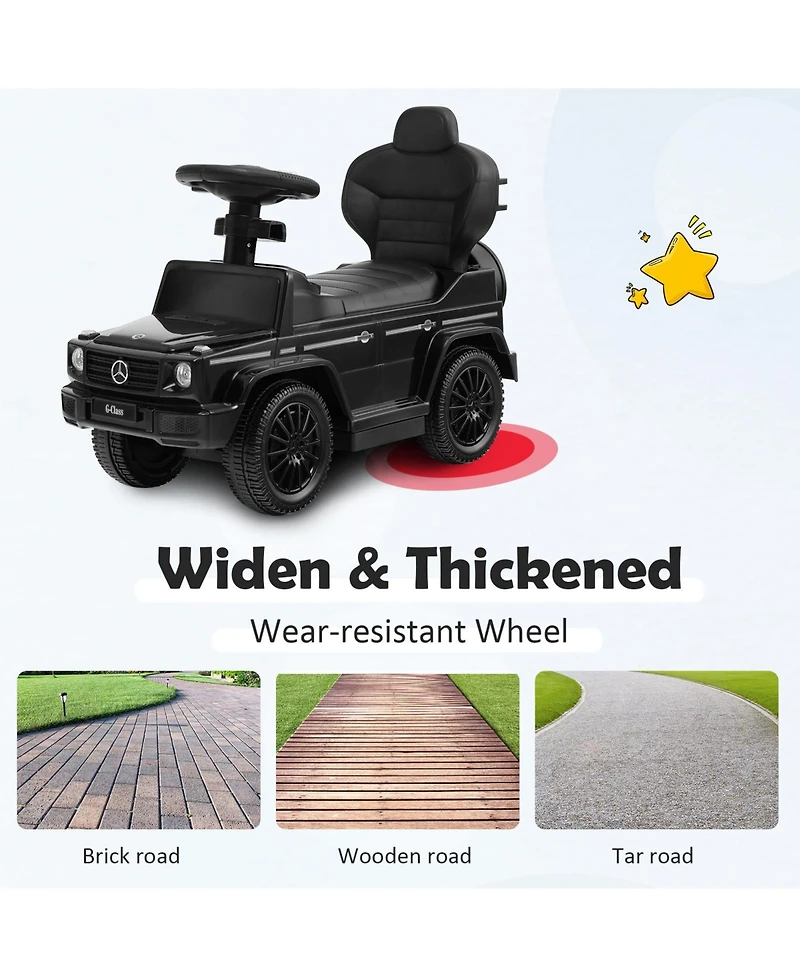 3-in-1 Ride-On Push Car Mercedes Benz G350 Stroller Sliding Car with Canopy - Black