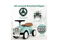 Kids Sit-to-Stand Vehicle with Working Steering Wheel and Under-Seat Storage - Green