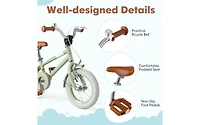 Kids Bike with Adjustable Handlebar and Saddle - Green - 12 Inches