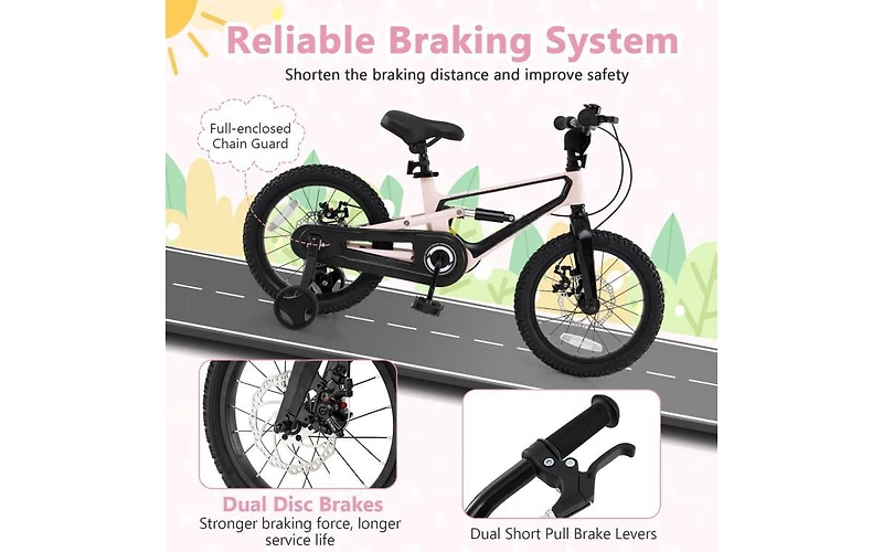 16 Inch Kids Bike Lightweight with Detachable Training Wheels for Ages 4 to 7