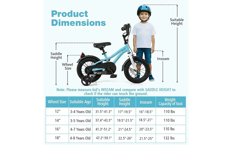 12 Inch Kids Bike for Ages 3-4 with Training Wheels